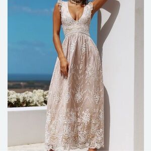 NWT Hello Molly Gold on the Ceiling Maxi Dress